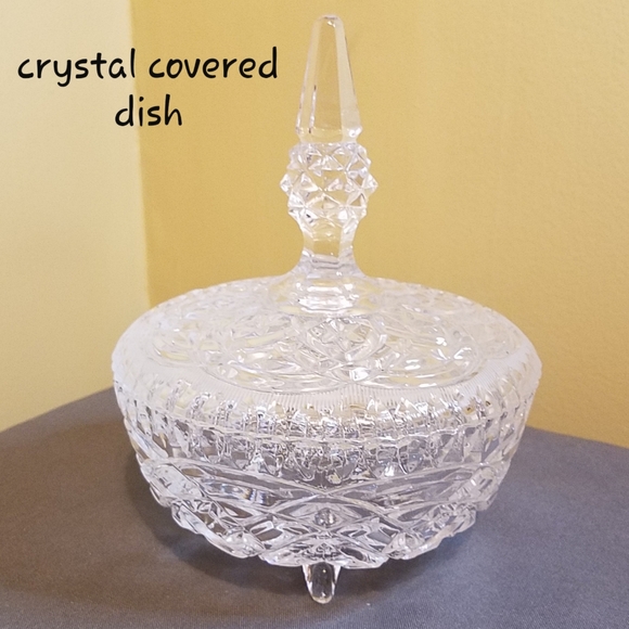 unknown Other - Crystal glass covered candy dish footed